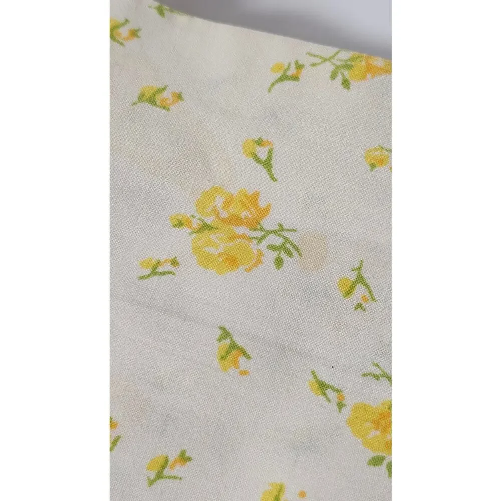 70s Vintage JCPenney Fashion Manor Yellow Floral Flat Sheet — Double Bed